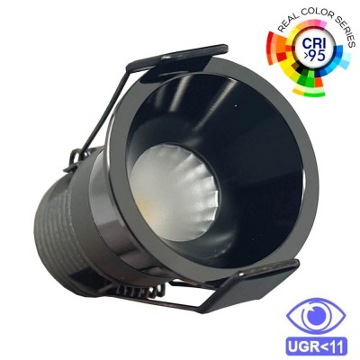 6W LED Downlight Chrome black Bridgelux Chip - 40° - UGR11- CCT