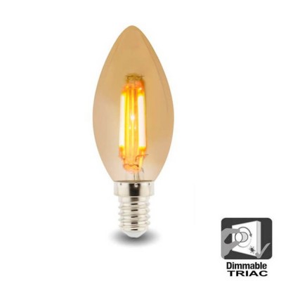 4W LED Bulb Candle Filament E14 C37 - Dimmable