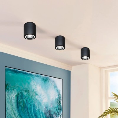 Aluminium Ceiling Light Black - Double Righ - GU10 LED