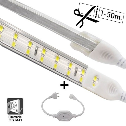 LED strip 15W - CUSTOM CUT - Dimmable 220V AC SMD 2835 180 LED/m IP65 - 15mm