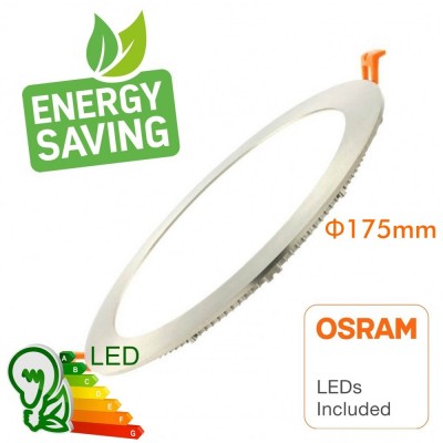 15W Circular LED Downlight Slim - Stainless Steel - CCT - OSRAM CHIP DURIS E 2835