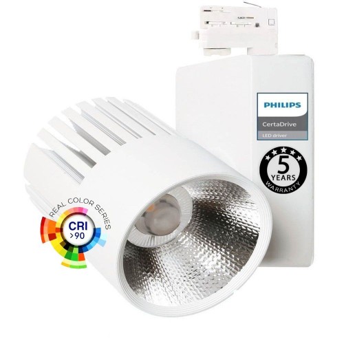 LED Tracklight 40W UPPSALA White PHILIPS Driver 3-PHASE rails - CRI+92