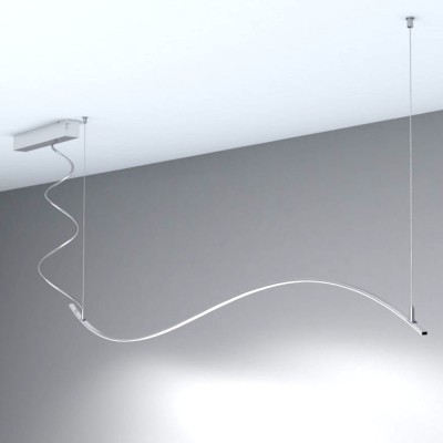 Linear Lamp Pendant LED - MILANO SLIM SILVER CURVES - 0.5m - 1m - 1.5m - 2m - IP20
