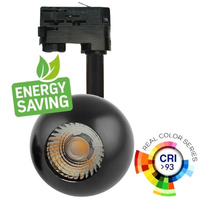 LED Tracklight 10W FENIX - Black Chrome - 3-PHASE Rails - CRI+93