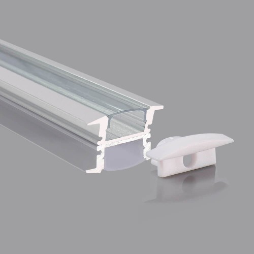 Profile 2 meters Aluminum -Wings- To embed - TRANSPARENT COVER