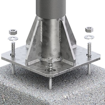 4 -Floor Anchor Bolt for Column Street lamp - Zinc Plated Steel - 16mm
