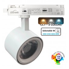 LED Track Spotlight 40W - 28W ODENSE White for Single-Phase - CCT - CRI+92 - UGR13 - 24º