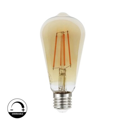 8W LED Bulb Filament Vintage E27 Gold ST64 - Dimmable
