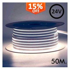 Flexible LED Neon 24V - 8W/m - Coil 50m - 6x12mm - 6000K