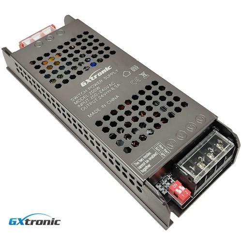24V 200W 2.5A Power Supply - Aluminum IP20 - GXtronic 24V 200W 2.5A Power Supply - Aluminum IP20 - GXtronic