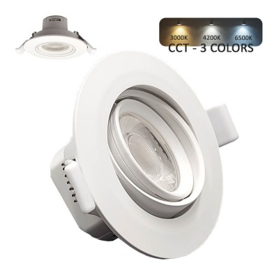 7W White Round LED Downlight - Adjustable - CCT Selectable Color