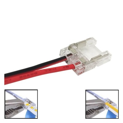 Transparent connector for COB + SMD LED strips - 10mm - IP20