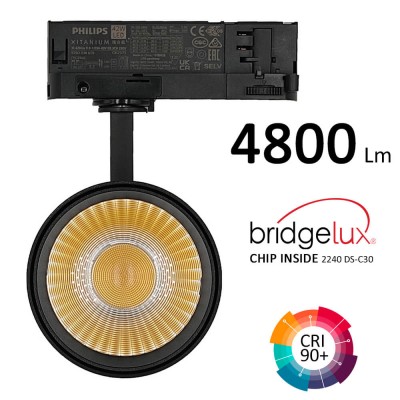 LED Spotlight 40W NEW MAYA 3CCT | Philips Xitanium Driver | 3-Phase Track | UGR13 | 24º - 60º | Black